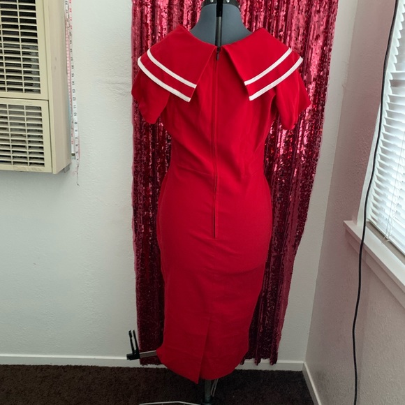 NWOT Tatyana Red Sailor Captain Pencil Dress - Picture 7 of 10